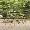 Image de vidaXL Ensemble de bistro pliable 3 pcs - Noir Résine tressée