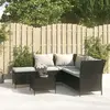 Image de vidaXL Salon de jardin 4 pièces avec coussins - Noir