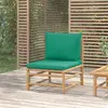 Image de Canapé de jardin centrale vidaXL - Bambou - Coussins verts