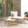 Image de vidaXL Salon de jardin 3 pcs avec coussins blanc crème