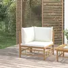 Image de Canapé d'angle vidaXL - Blanc crème bambou