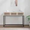 Image de vidaXL Table console blanc 105x30x75 cm bois d'ingénierie et fer