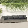 Image de VidaXL Salon de jardin 4 pcs - Gris - Résine tressée