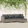 Image de vidaXL Salon de jardin Résine tressée Gris - 4 pcs