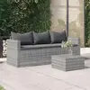 Image de vidaXL Canapé de jardin 3 places avec coussins Gris Résine tressée