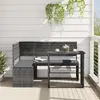 Image de vidaXL Canapé de jardin en L avec table - Gris