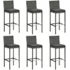 Image de vidaXL Tabouret de bar - Lot de 6 - Gris Résine Tressée