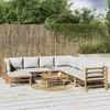 Image de VIDAXL Salon de jardin 9 pcs - Bambou - Coussins Gris Clair