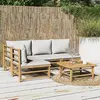 Image de vidaXL Salon de jardin 5 pcs - Bambou coussins gris clair