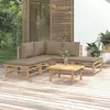 Image de Salon de jardin 6 pcs avec coussins taupe en bambou