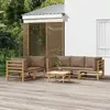 Image de vidaXL Salon de jardin 6 pcs taupe bambou