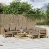 Image de vidaXL Salon de jardin 11 pièces - Bambou avec coussins taupe