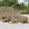 Image de vidaXL Salon de jardin 9 pcs avec coussins taupe bambou