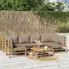 Image de vidaXL Salon de jardin 7 pcs avec coussins - Bambou