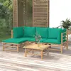 Image de vidaXL Salon de jardin 5 pièces avec coussins - Vert bambou