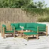 Image de vidaXL Salon de jardin 8 pcs - Bambou avec coussins verts