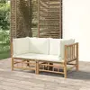 Image de vidaXL Canapés d'angle de jardin avec coussins - Bambou naturelle