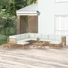 Image de vidaXL Salon de jardin 12 pcs avec coussins blanc crème bambou