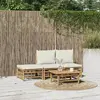 Image de vidaXL Salon de jardin 4 pcs - Blanc crème Bambou