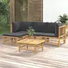 Image de vidaXL Salon de jardin 5 pcs - Bambou Coussins gris foncé