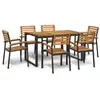 Image de vidaXL Ensemble à manger jardin 7 pcs bois et métal