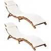 Image de vidaXL Chaises Longues Bois Acacia Crème