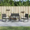 Image de vidaXL Ensemble à manger de jardin avec coussins 5 pcs - Noir