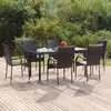 Image de vidaXL Ensemble à manger de jardin 7 pcs - Noir Résine tressée