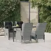 Image de vidaXL Ensemble à manger de jardin 5 pcs Résine tressée - Gris clair