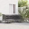 Image de vidaXL Salon de Jardin 5 pcs Gris Résine Tressée