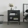 Image de VIDAXL Table de chevet noir verre et acier