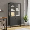 Image de vidaXl Buffet haut acier et verre cannelé - Noir