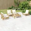 Image de Salon vidaXL Bambou Blanc Crème - 5 pcs