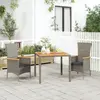 Image de Ensemble à manger de jardin 3 pcs gris résine tressée