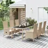 Image de vidaXL Ensemble à manger jardin 7 pcs Beige Poly Rotin