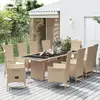 Image de vidaXL Ensemble à manger de jardin et coussins 11 pcs beige poly rotin