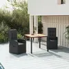 Image de vidaXL Ensemble à manger de jardin Noir - 3 pièces