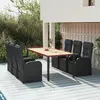 Image de vidaXL Ensemble à dîner jardin 7 pcs Noir