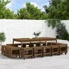 Image de vidaXL Ensemble à manger de jardin 17 pcs marron miel