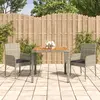 Image de vidaXL Ensemble à manger 3 pcs - Résine tressée Gris