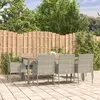 Image de Ensemble à manger de jardin 9 pcs coussins gris résine tressée