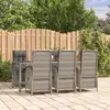Image de vidaXL Ensemble à manger jardin et coussins - 7 pcs - Gris - Rotin