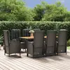 Image de vidaXL Ensemble à manger jardin 9pcs Noir résine tressée