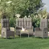 Image de Ensemble à manger jardin 4pcs et coussins Gris Résine tressée vidaXL