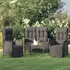 Image de vidaXL Ensemble à manger de jardin avec coussins 3 pcs - Noir