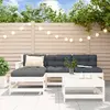 Image de vidaXL Salon de jardin 5 pcs avec coussins blanc bois massif