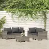 Image de Salon de jardin 5 pcs avec Coussins Gris Résine tressée