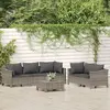 Image de vidaXL Salon de Jardin - 6 Pièces - Coussins Gris - Résine Tressée