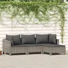 Image de Salon de jardin 4 pcs avec coussins Gris Résine tressée vidaXL