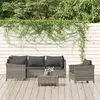 Image de vidaXL Salon de jardin 6 pcs avec coussins - Résine tressée Gris